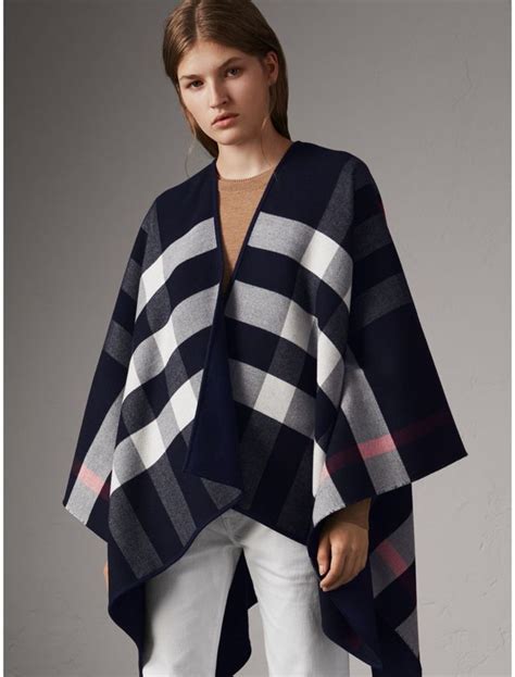 burberry reversible merino wool checker poncho|Burberry Women's Reversible Check Merino Wool Poncho Black.